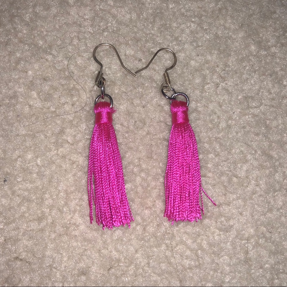 Pink Mini Tassel Earrings